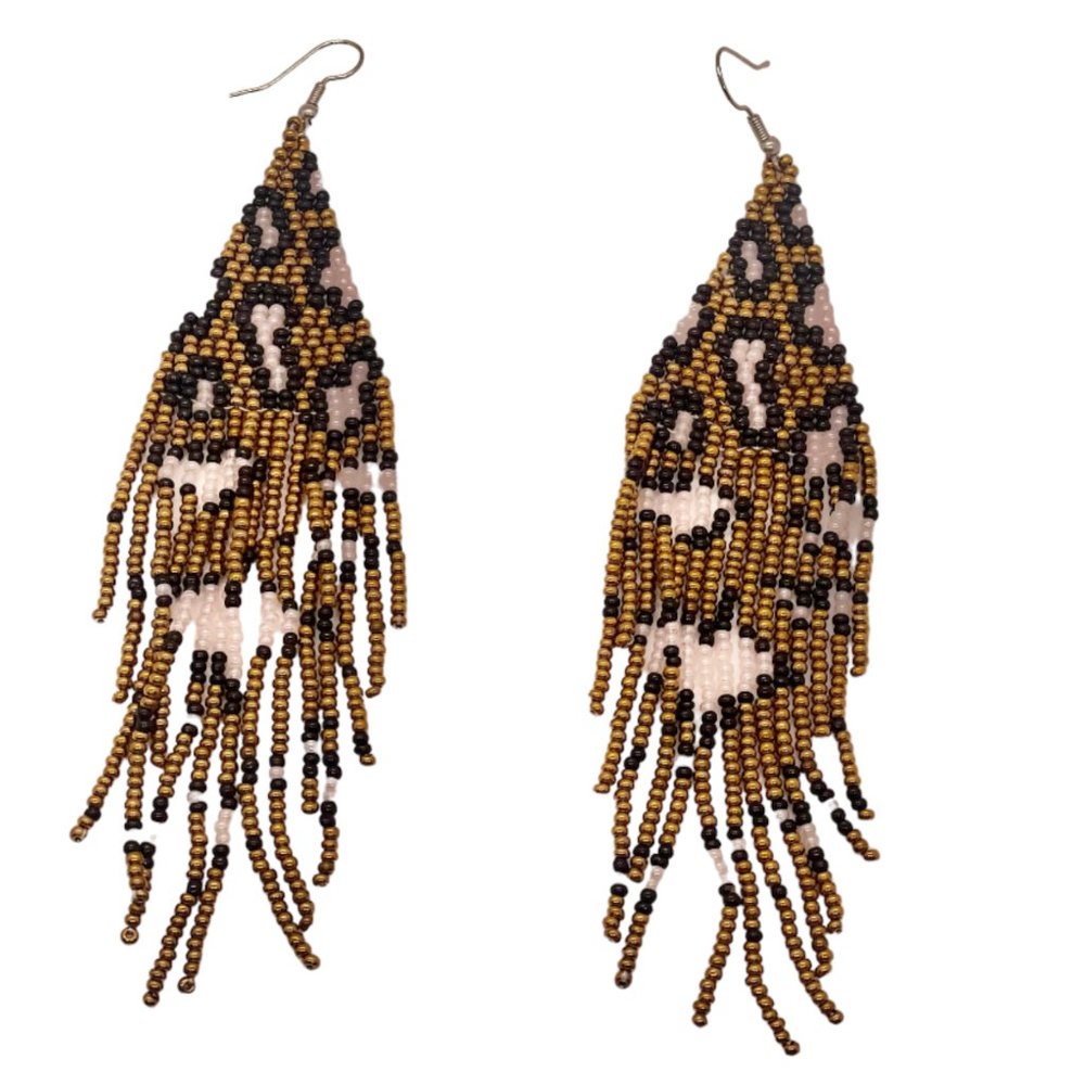 ⭐️❤️❤️ FREE Tassel Fringe Beaded Leopard Cheetah Hipster Hippie Artsy Earrings